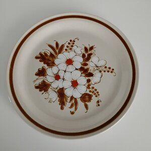 Vintage Set of 2 Mountain Wood Collection Dried Flowers Design Dinner Plates